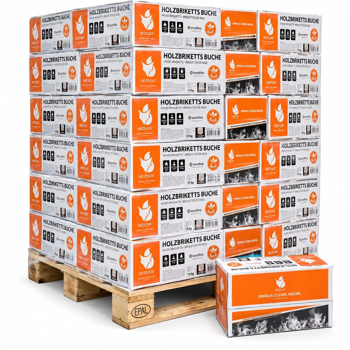 Nestro Hartholzbriketts im Karton – 81 Kartons à 12 kg