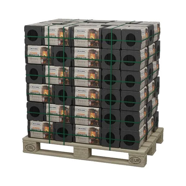 REKORD Braunkohlebriketts – Gluthalter – Palette mit 90 Paketen à 10 kg