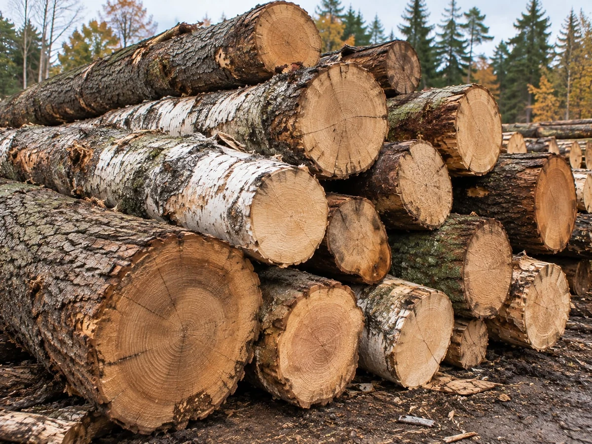 Gemischtes Laub-Stammholz – Lose LKW-Ladung (Längen 3–10 m)