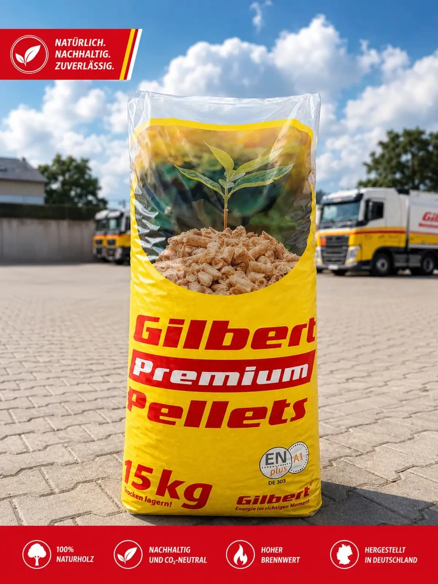 Gilbert Premium Holzpellets – Palette mit 65 Säcken à 15 kg