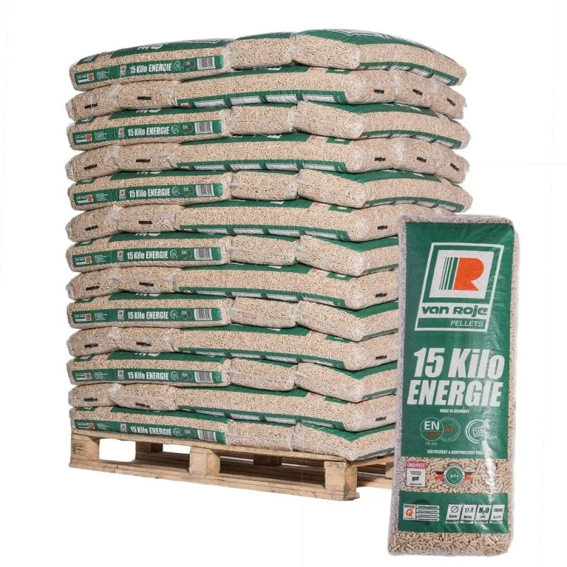Van Roje Premium-Holzpellets – Palette mit 65 Säcken à 15 kg